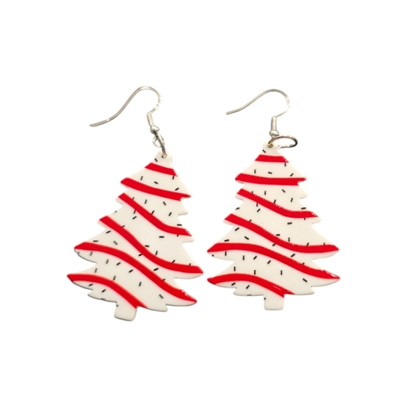 Acrylic Christmas Festive Tree Dangle Earrings - Picture 1 of 2